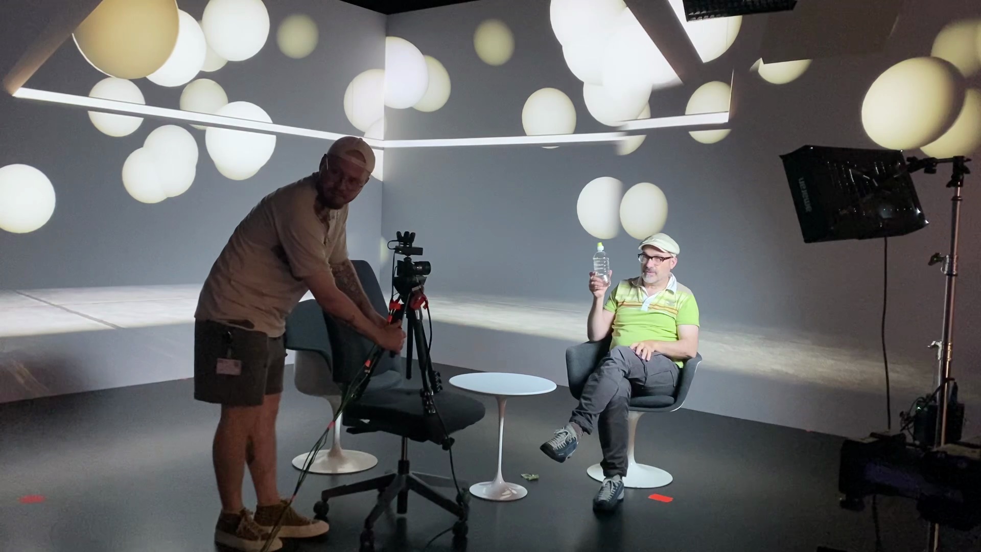 While filming test shots.