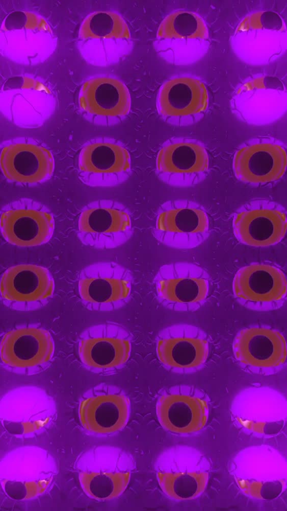 Procedurally generated eyes arranged as a grid which can display patterns.