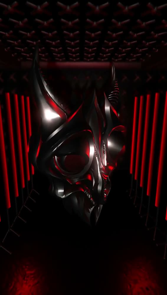 Mask based off of one of my digital drawing, put in a club inspired room and synced to music.